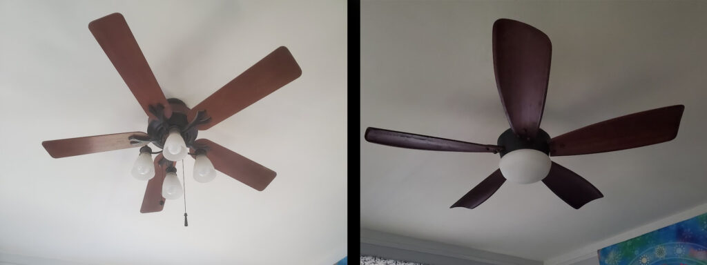 Ceiling fan replacement - before and after